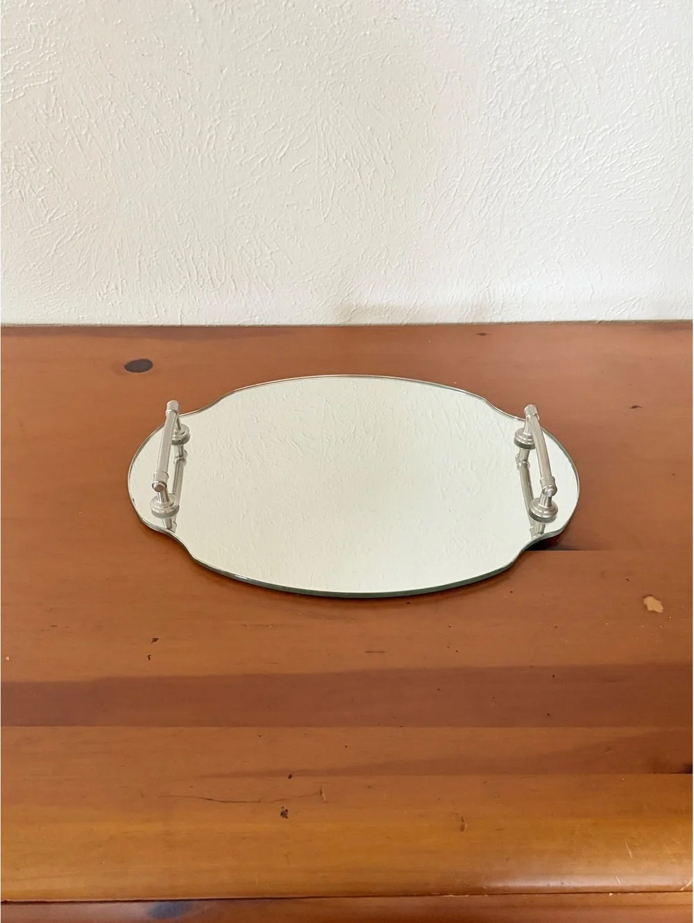 Mirror Tray with Silver Handles Vintage Style